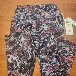 RBX Live Life Active Pink Gray Floral Print High Waisted Ankle Length Legging
